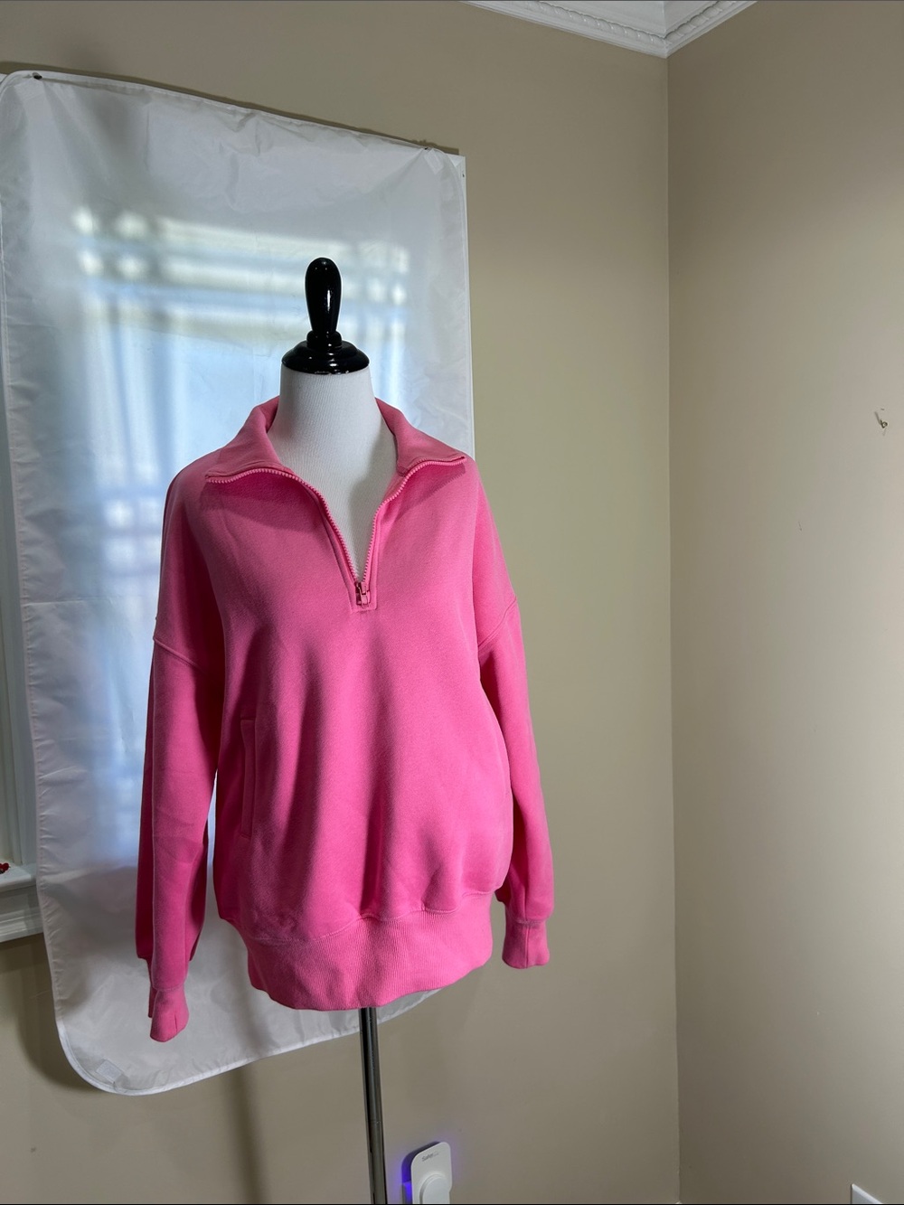 Women's Hot Pink Quarter-Zip Pullover Sweatshirt